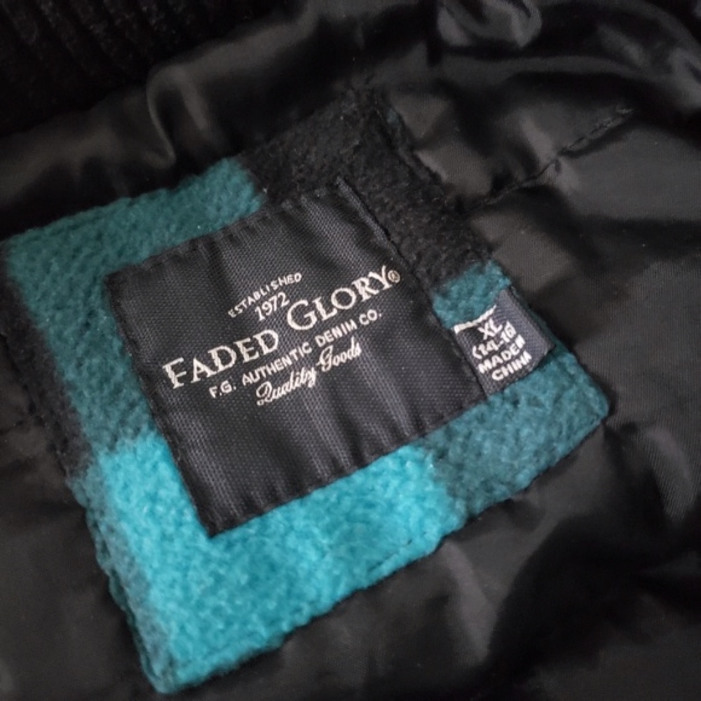 Faded Glory Teal Winter Coat Fur Lined Hood sz XL - Picture 3 of 6